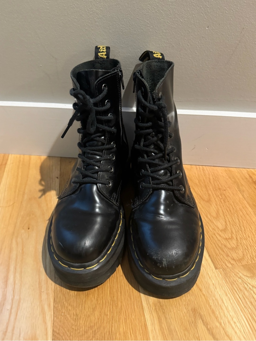 Dr. Martens black Jadon boots in very good used condition- size 29, 8-8.5W, 7M